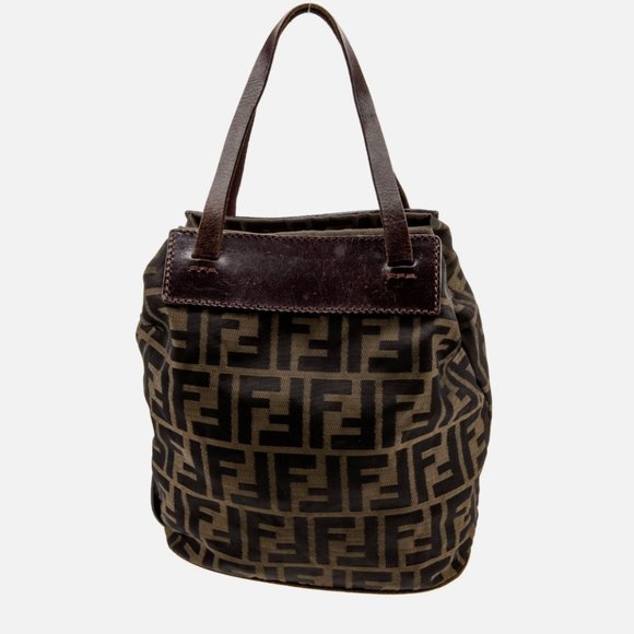 Fendi Foldable Mini Tote Bag Brown Zucca FF Nylon Leather Trimmed - Picture 3 of 8